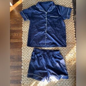 GU Women's Navy Satin Pajama Set